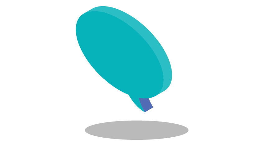 Graphic of a 3d empty speech bubble